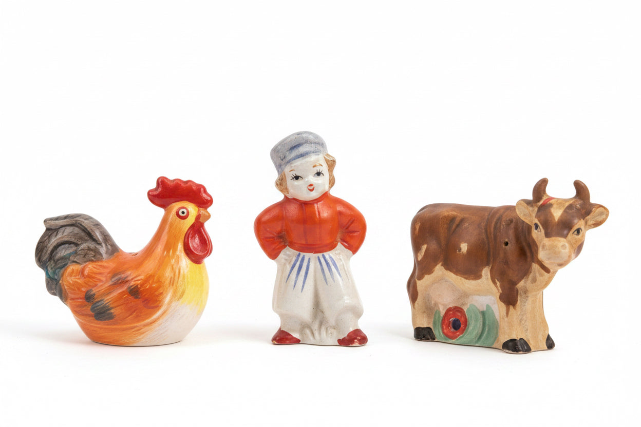 Vintage Farm Theme Salt and Pepper Shakers