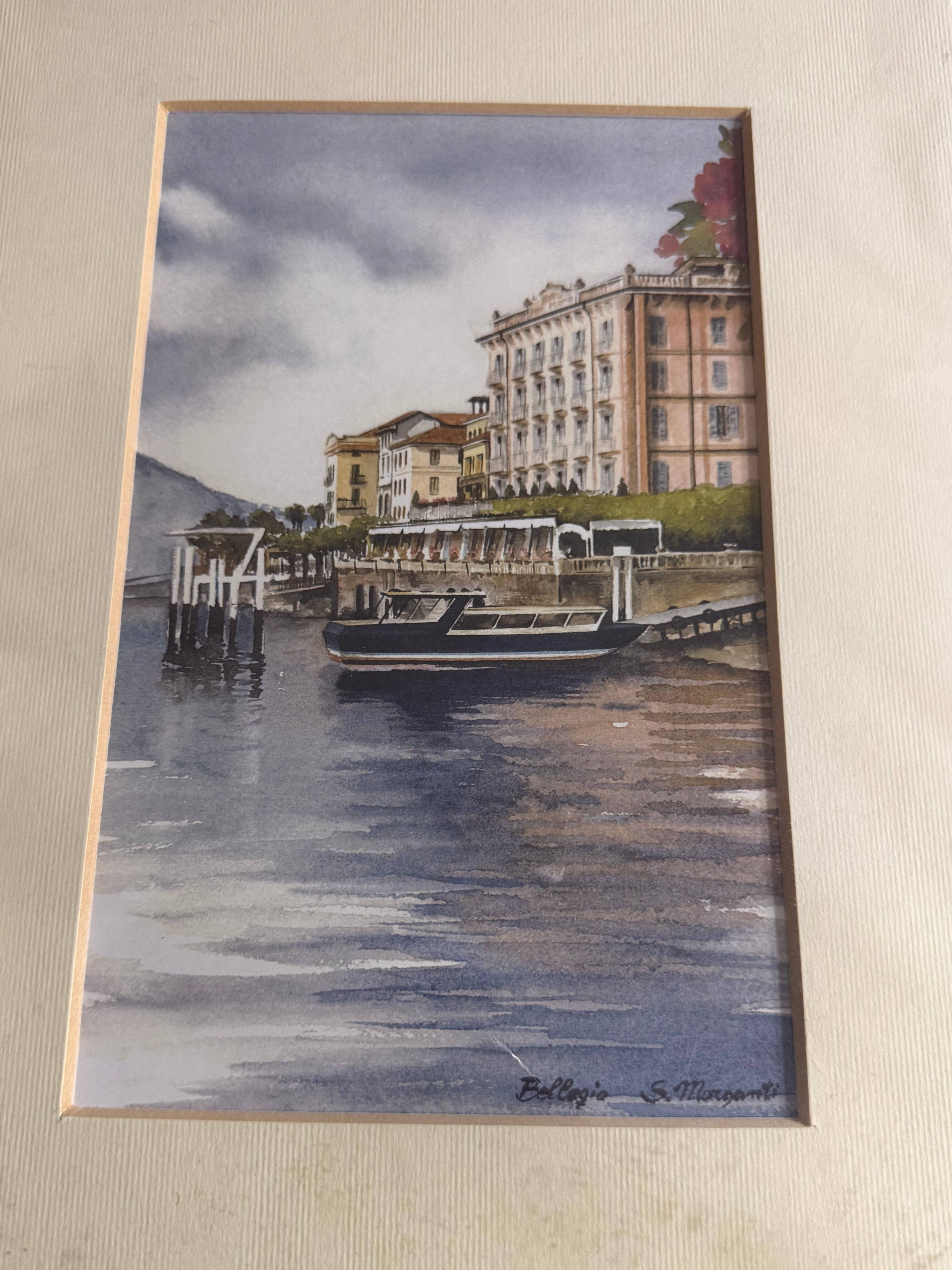 Vintage Sabrina Morganti, Bellagio, Lake Como, Original Watercolor Painting